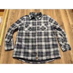 Modern Canvas Sweatshirt, Men's Size 2XL, Gray White, Plaid, Button Up